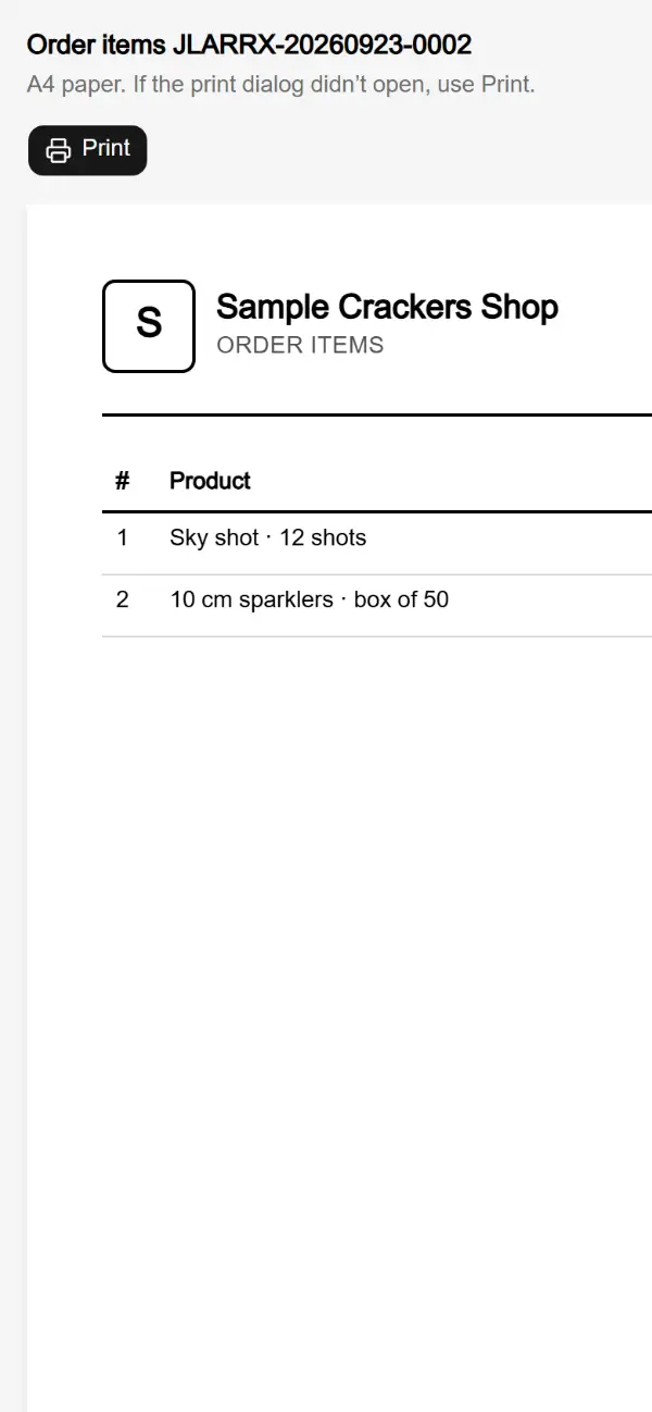 The packing sheet